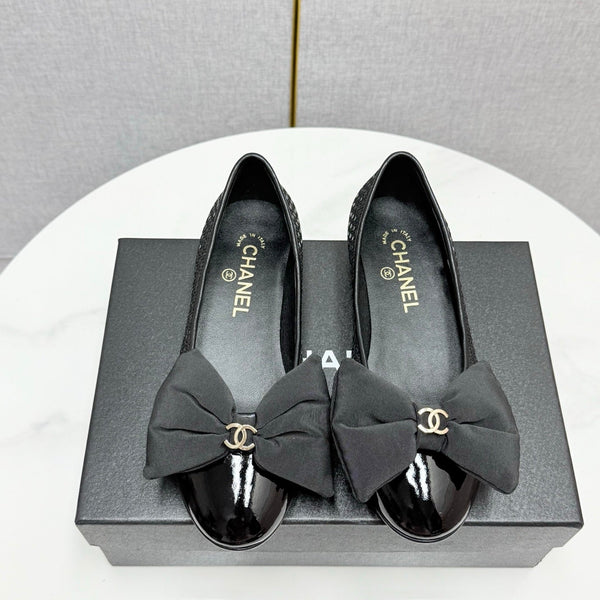 CC 25 Ballerine con Fiocco in Tela Nera e Grosgrain 368808