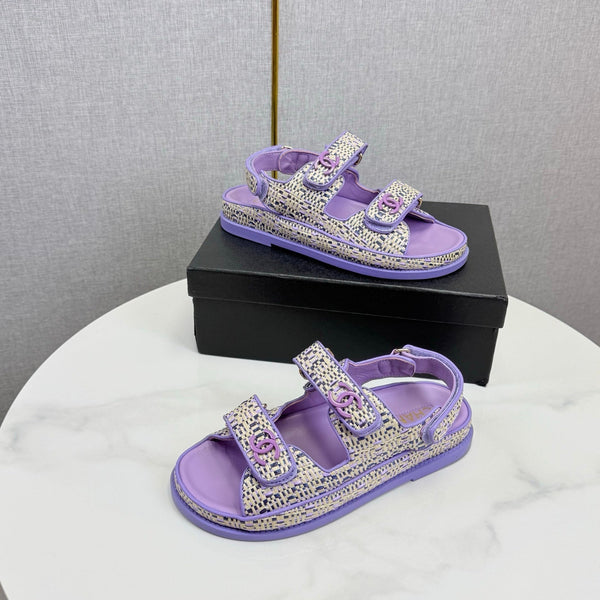 CC Dad Sandal Purple Cream Tweed Sheepskin 620119
