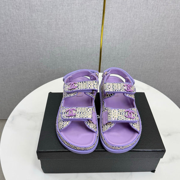 CC Dad Sandal Purple Cream Tweed Sheepskin 620119
