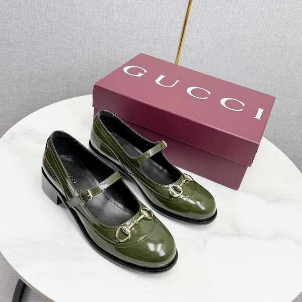 Mocassins Horsebit GG 26s Cuir Brillant Olive 639925
