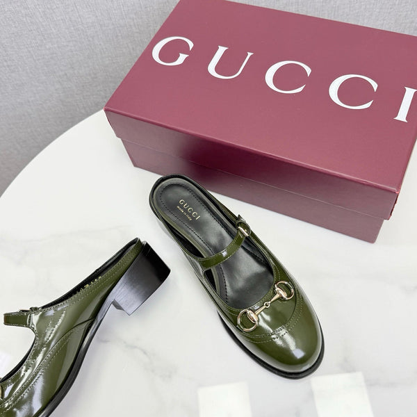 GG 26s Horsebit Slip-on Loafers Olive Glossy Leather 639928