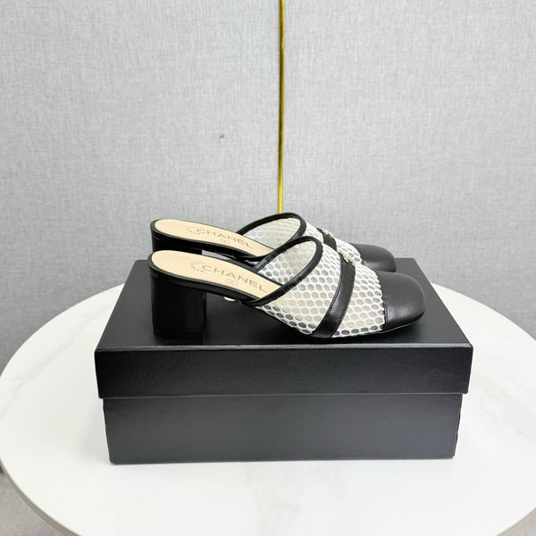 CC 26s Sandal 4.5cm Black Beige Mesh Sheepskin 639824