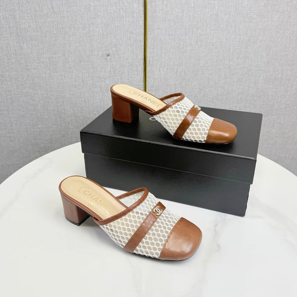 CC 26s Sandal 4.5cm Brown Beige Mesh Sheepskin 639826
