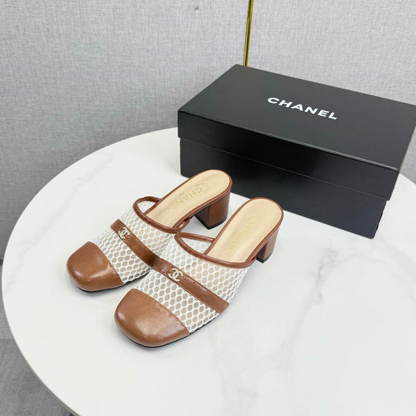 CC 26s Sandal 4.5cm Brown Beige Mesh Sheepskin 639826