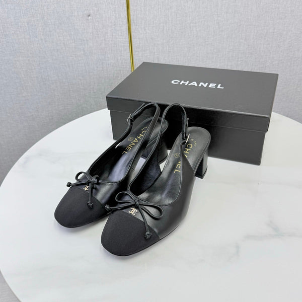 CC 26s Slingback Heels 4.5cm Black Lambskin Fabric