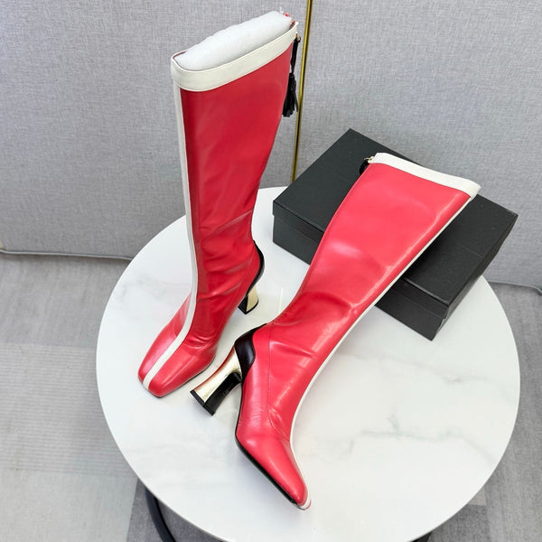CC 26s Knee-High Boots Red White Sheepskin 904485