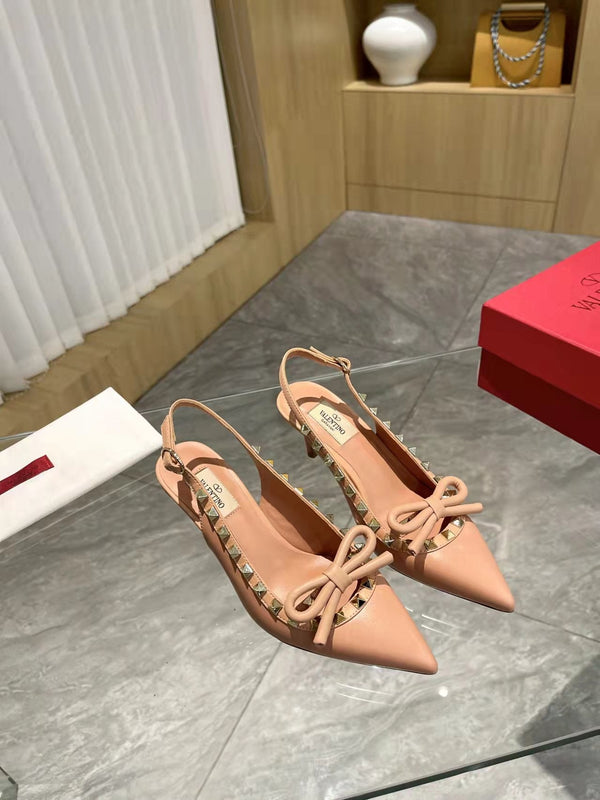 Valentino Rockstud Bow Slingback Pumps 65mm Pelle di pecora