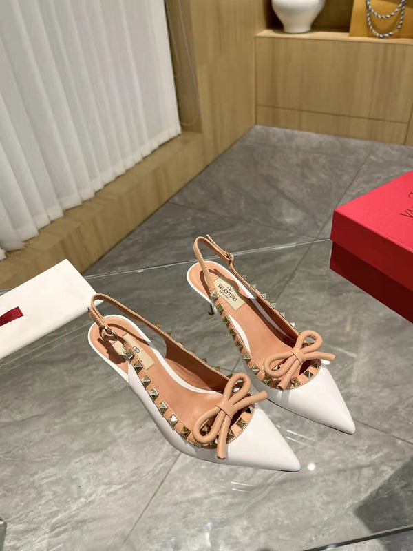 Valentino Rockstud Bow Slingback Pumps 65mm Pelle di pecora