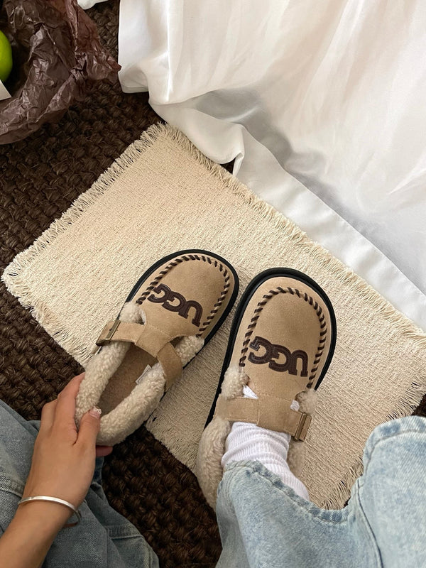 UGG Teddy Loafers Khaki Suede Brown Sheepskin Wool 512892