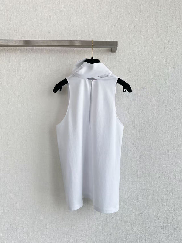 Chanel 2026 Gilet nœud floral Coton blanc