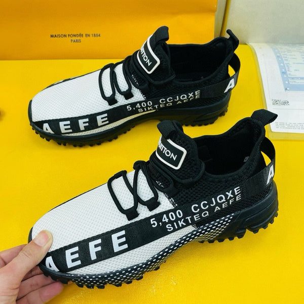 SNEAKER LV IN TESSUTO A RETE TRASPIRANTE NERO E BIANCO