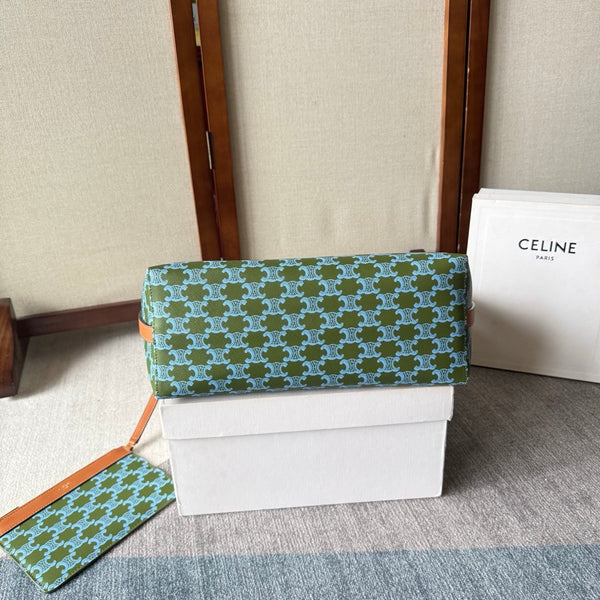CL Soft Shopper Bag in Triomphe Brown Green Blue Canvas and Calfskin