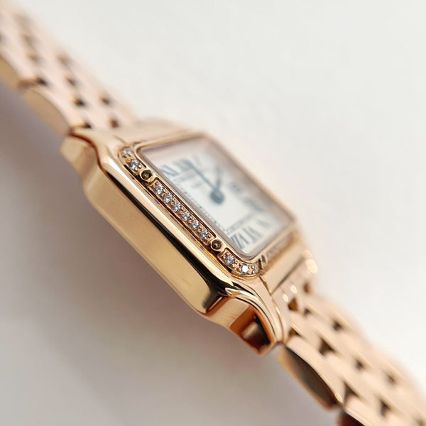 Panthere 22mm Pink Gold Diamond Bezel Double Chain 44cm