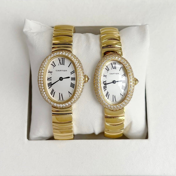 Baignoire Gold Quadrante Bianco Lunetta con Diamanti 