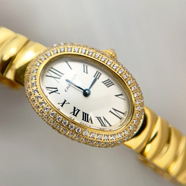 Baignoire Gold Quadrante Bianco Lunetta con Diamanti 