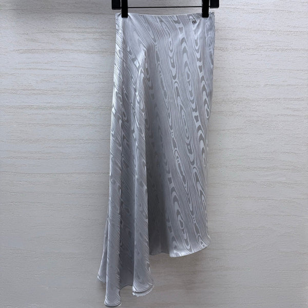 CD 26s Draped Top Gray Moiré-Effect Silk Jacquard 397990