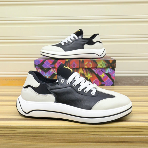 LV SNEAKER NERO MIX BIANCO AVORIO PELLE DI VITELLO