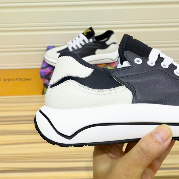 LV SNEAKER NERO MIX BIANCO AVORIO PELLE DI VITELLO