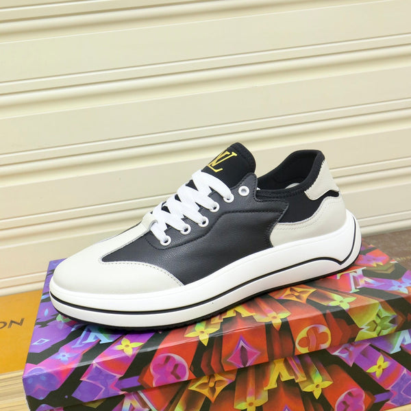 LV SNEAKER NERO MIX BIANCO AVORIO PELLE DI VITELLO