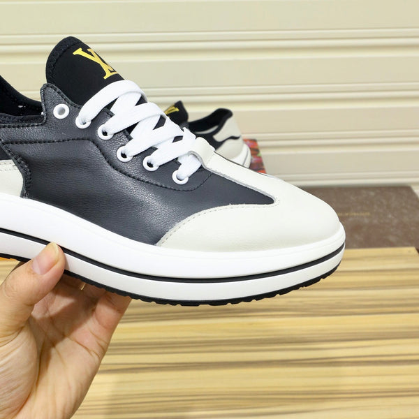 LV SNEAKER NERO MIX BIANCO AVORIO PELLE DI VITELLO