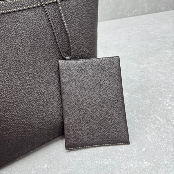The Row 2025 Park Tote Stitch Bag Dark Brown 30cm Leather