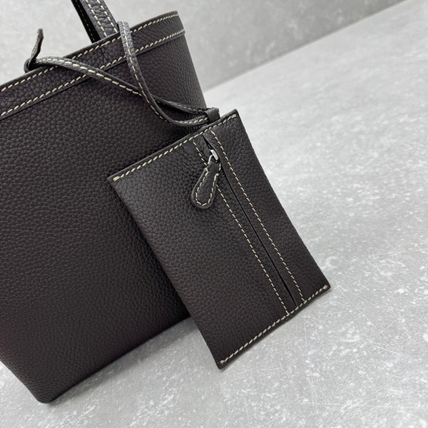 The Row 2025 Park Tote Stitch Bag Dark Brown 22cm Leather