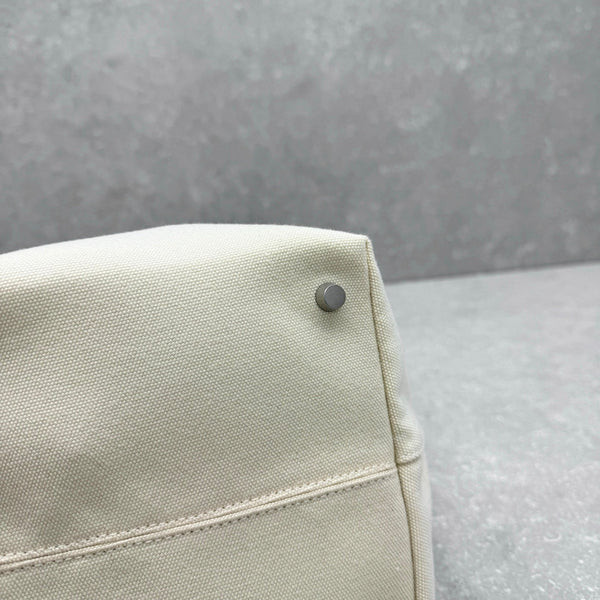 The Row 2025 N/S Park Tote Bag 30cm White Leather Canvas