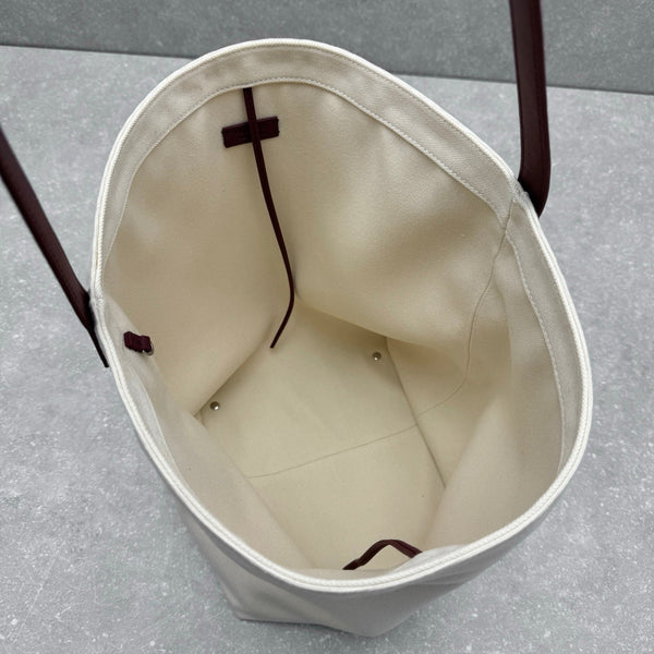 The Row 2025 Large N/S Park Tote Bag 43cm White Leather Canvas