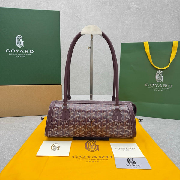 Goyard Bonbonnière Bag Burgundy Canvas Calfskin