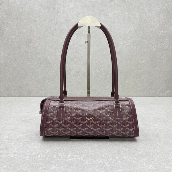 Goyard Bonbonnière Bag Burgundy Canvas Calfskin