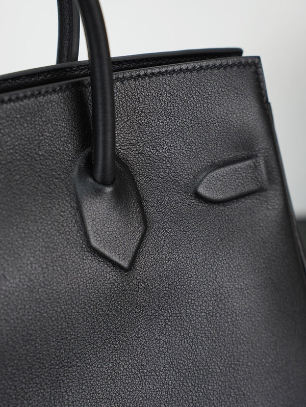 HM Birkin Shadow 25cm Black Leather 284509