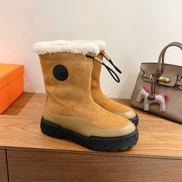 HM 26S Journey Botines 4cm Khaki Suede Shearling 110581