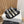 tippi slide sandal white black canvas calfskin