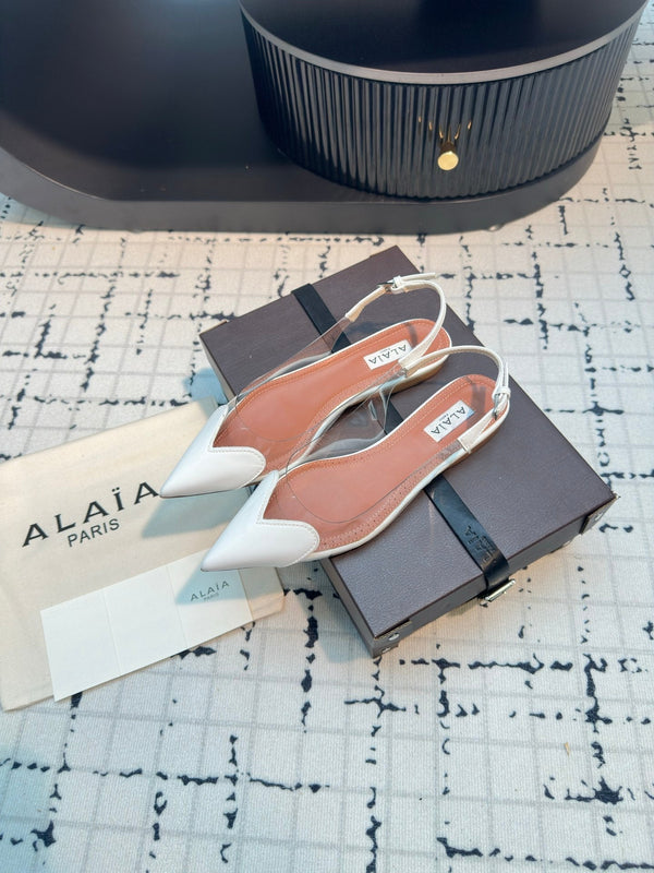 Alaia Heart Flat Slingbacks in pelle di pecora bianca 800937