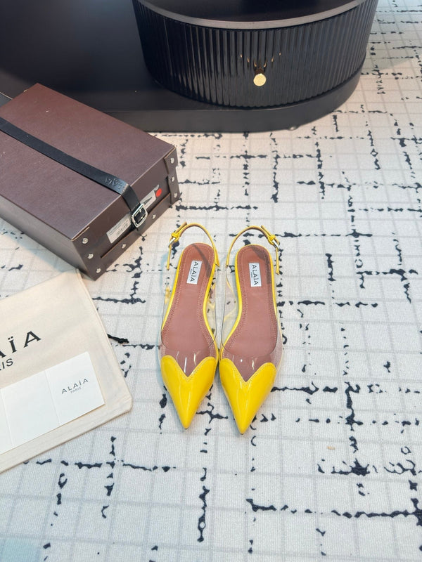 Alaia Heart Flat Slingbacks in pelle di pecora gialla 800939
