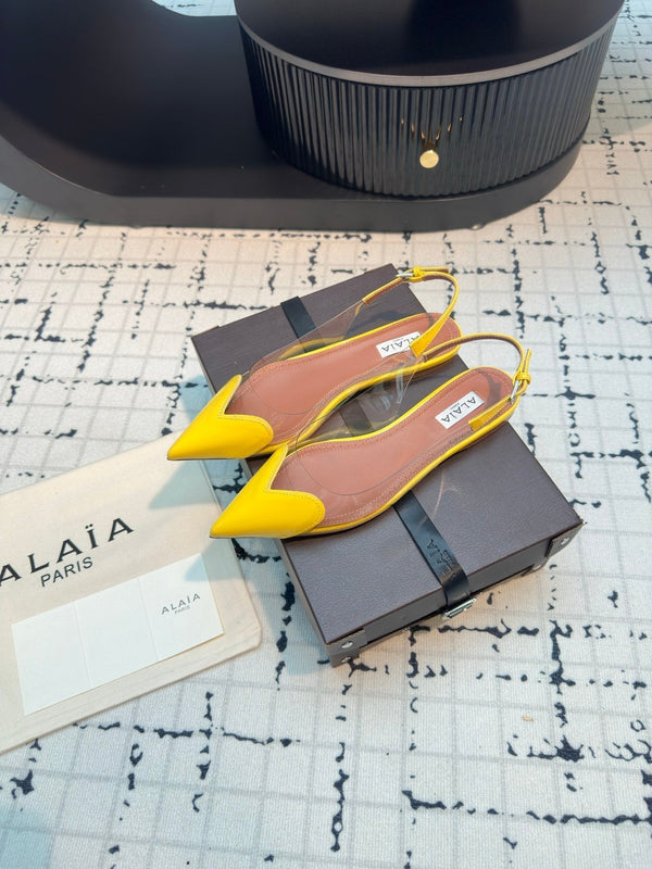 Alaia Heart Flat Slingbacks in pelle di pecora gialla 800939