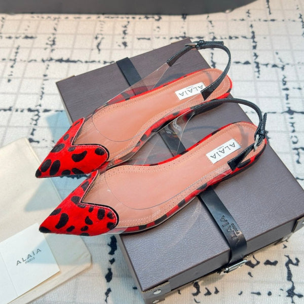 SANDALO ALAIA FLAT SLINGBACK IN VITELLO VERNICIATO ROSSO CILIEGIA E FILM