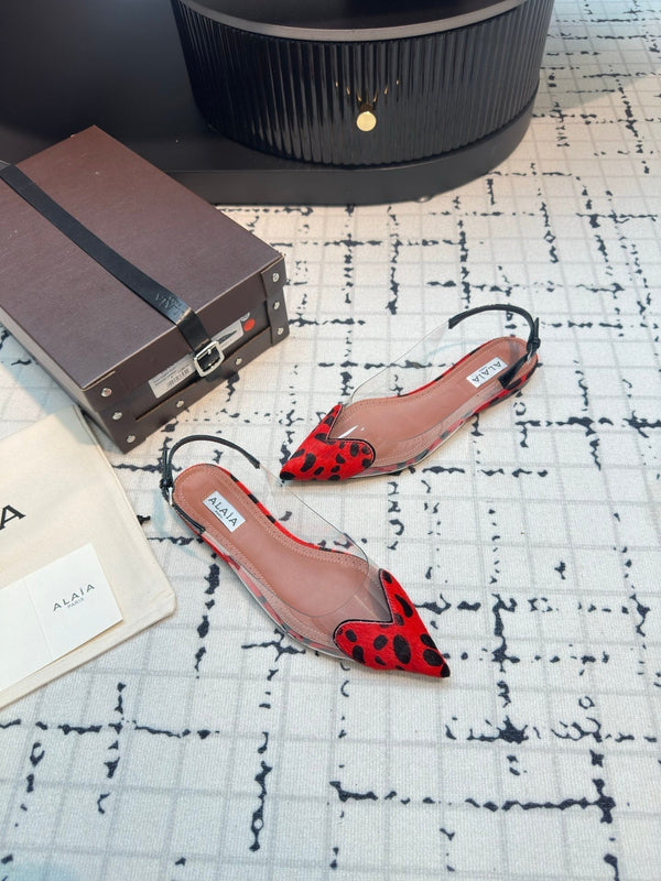 SANDALO ALAIA FLAT SLINGBACK IN VITELLO VERNICIATO ROSSO CILIEGIA E FILM