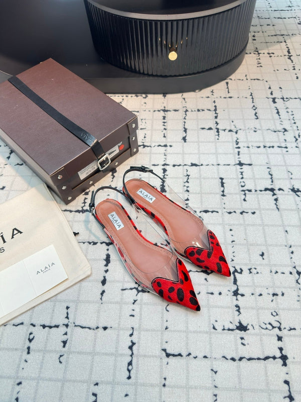 SANDALO ALAIA FLAT SLINGBACK IN VITELLO VERNICIATO ROSSO CILIEGIA E FILM