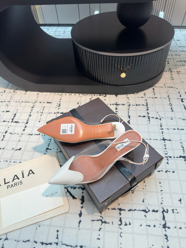 Alaia Heart 50mm Heels Slingbacks in pelle di pecora bianca 810202