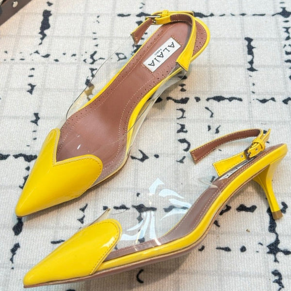 Alaia Heart 50mm Heels Slingbacks in pelle di pecora gialla 810211