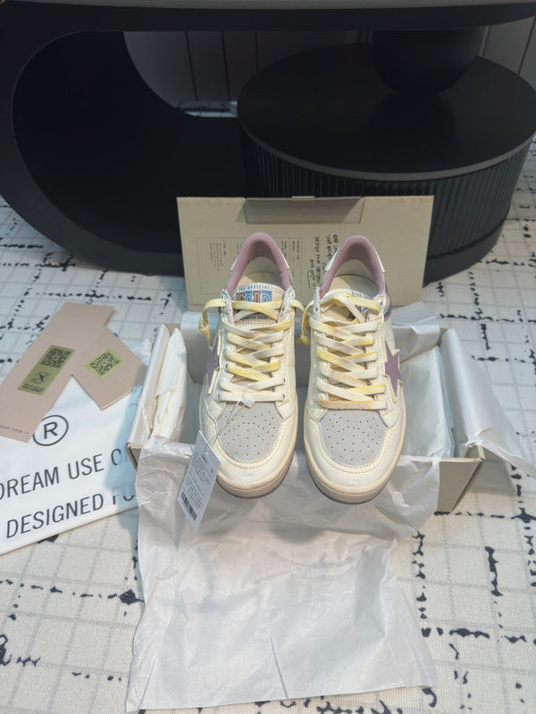 SNEAKERS BALL STAR IN PELLE DI VITELLO BIANCA CON STELLA VIOLA HURRICANE