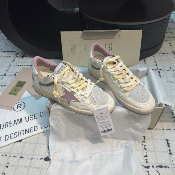 SNEAKERS BALL STAR IN PELLE DI VITELLO BIANCA CON STELLA VIOLA HURRICANE