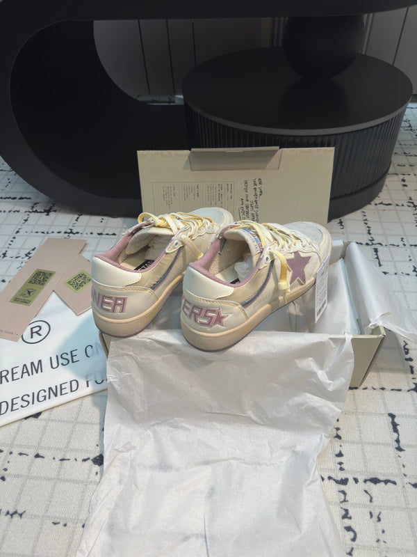 SNEAKERS BALL STAR IN PELLE DI VITELLO BIANCA CON STELLA VIOLA HURRICANE
