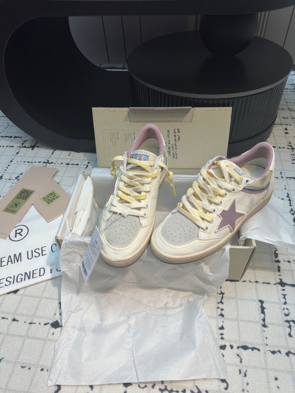 SNEAKERS BALL STAR IN PELLE DI VITELLO BIANCA CON STELLA VIOLA HURRICANE