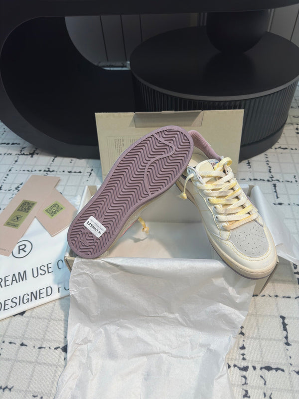 SNEAKERS BALL STAR IN PELLE DI VITELLO BIANCA CON STELLA VIOLA HURRICANE
