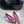 Hangisi 10mm Ballet Flat Dark Pink Linen with Black Leather Jewel Buckle 161065