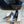 Hangisi 100 Dark Blue Linen with Black Leather Jewel Buckle Pumps 161070