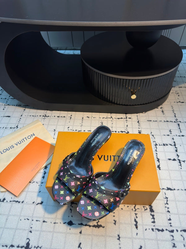 LV Mule 6AM LV x TM 55mm Black with Monogram Multicolore Leather 218908