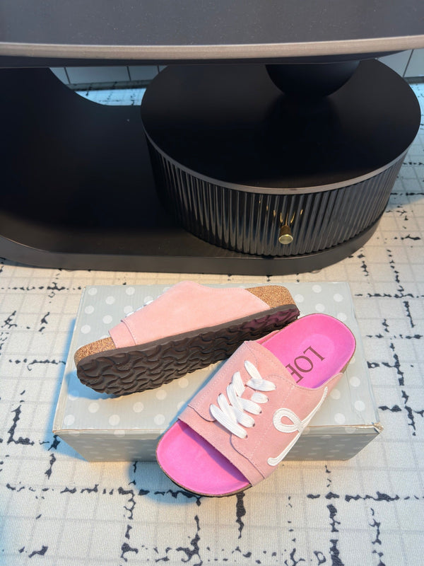 Ciabatte Loewe x Birkenstock in pelle scamosciata rosa
